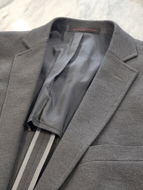 40R Men's 1670 by Hudson's Bay Unstructured Blazer Dark Gray 2 Button Sport Coat